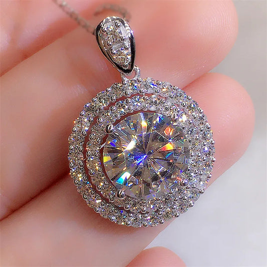 Cubic Zirconia Round Pendant Elegant Women