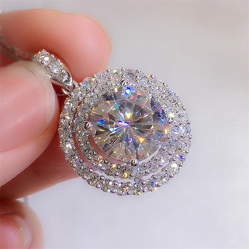 Cubic Zirconia Round Pendant Elegant Women