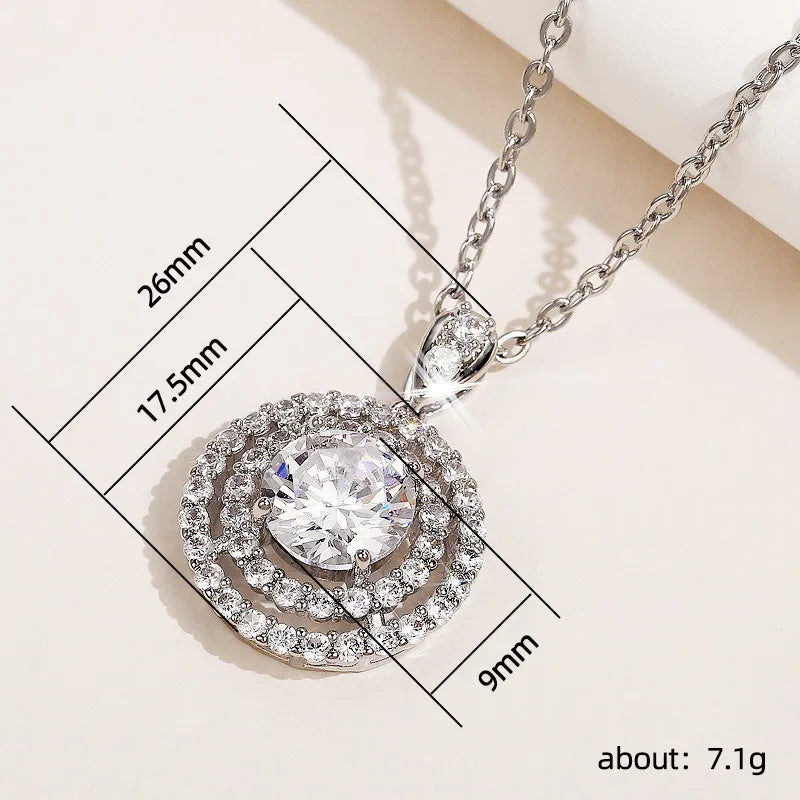 Cubic Zirconia Round Pendant Elegant Women