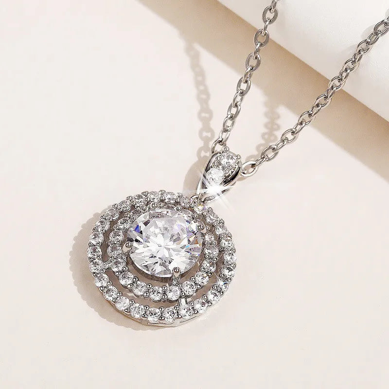 Cubic Zirconia Round Pendant Elegant Women