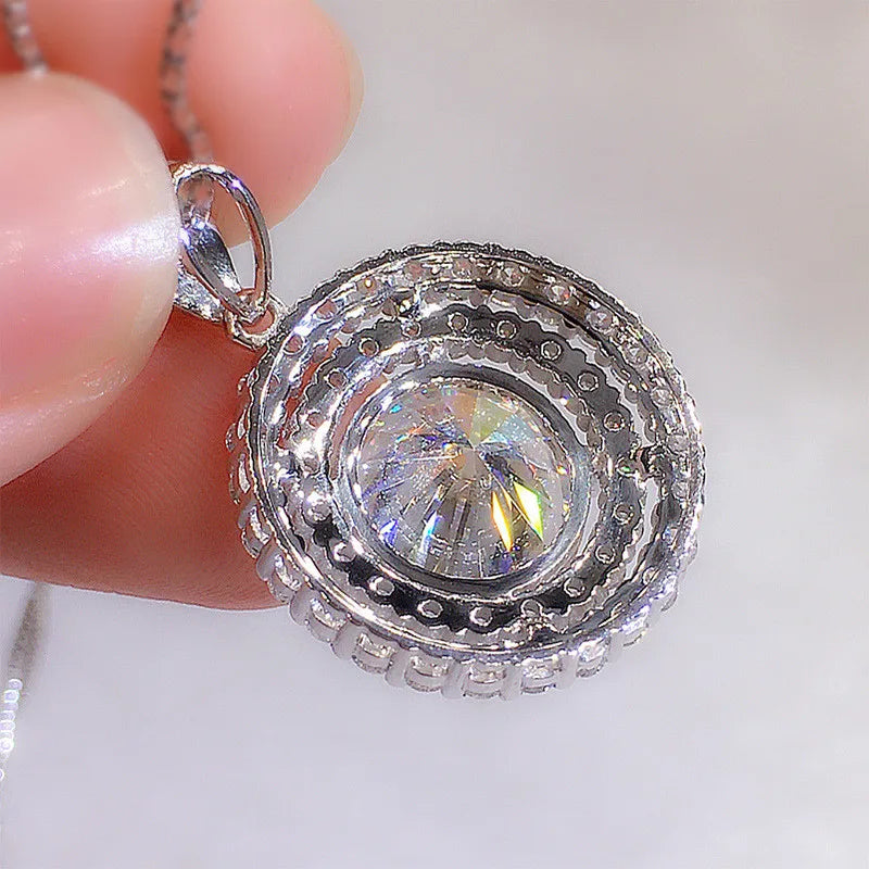 Cubic Zirconia Round Pendant Elegant Women