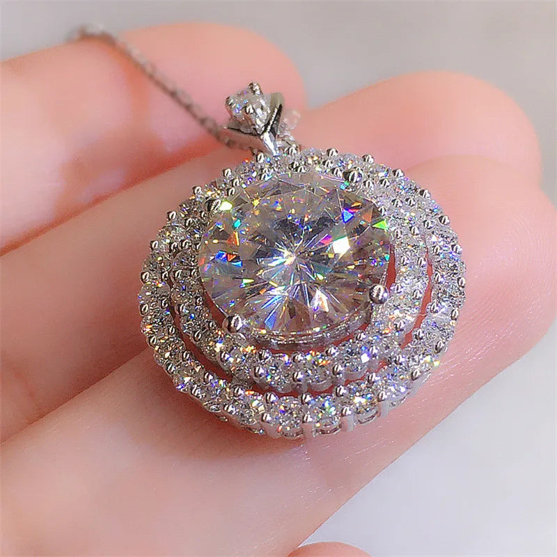 Cubic Zirconia Round Pendant Elegant Women